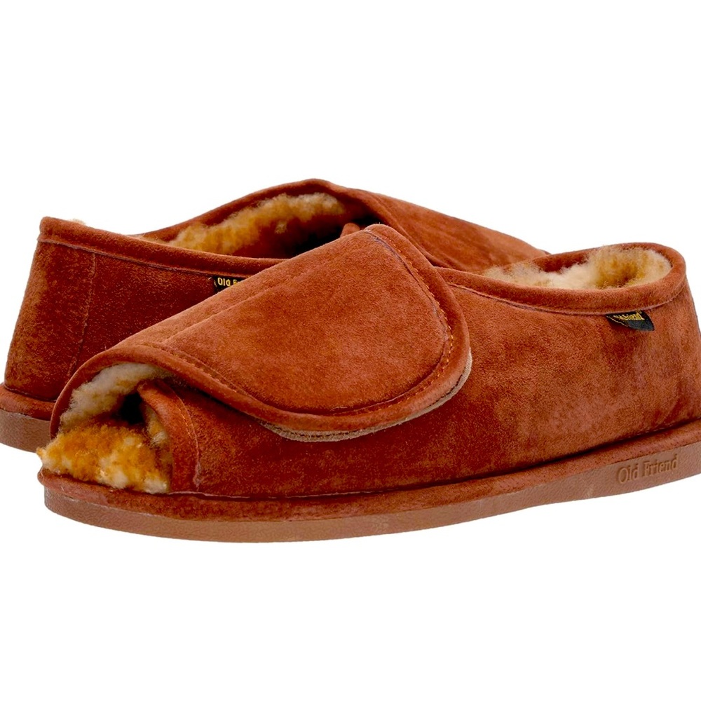 Old Friend Men’s Step In Velcro Close Slippers  Large (10.5 - 11.5) *As New